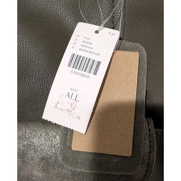 Anthropologie Viola Convertible Tote & Clutch Bag Olive Green NWT Pebble Leather - Picture 5 of 12